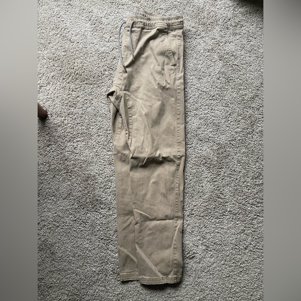 Drawstring Joggers — Khaki, Size Large
